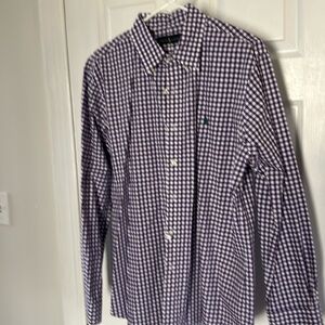 Ralph Lauren Button down. Size L purple and white Plaid